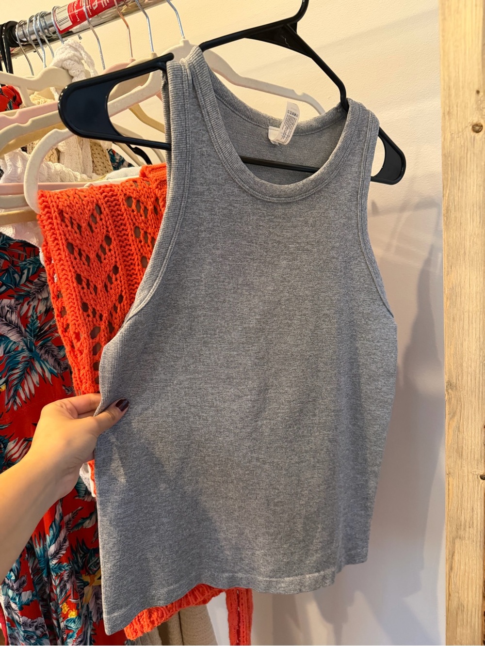 90 Degree By Reflex Gray Ribbed Tank Top